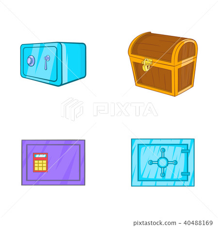 Safe icon set, cartoon style Safe icon set, cartoon style 40488169