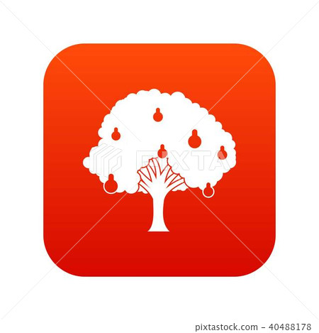 Pear tree with pears icon digital red Pear tree with pears icon digital red 40488178
