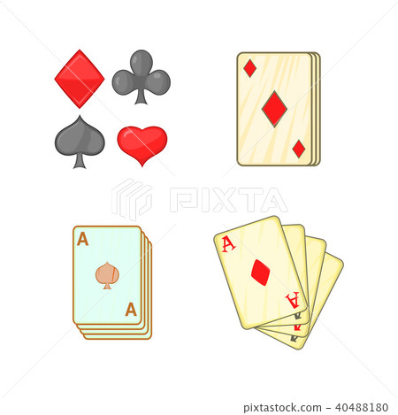 Sign play card icon set, cartoon style 40488180