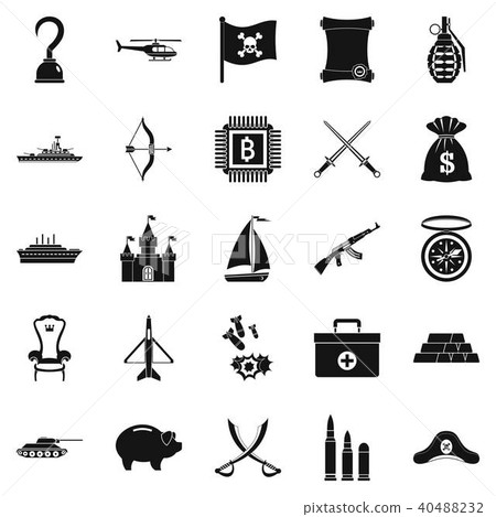 Combat icons set, simple style Combat icons set, simple style 40488232