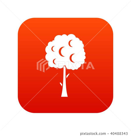 Tree with spherical crown icon digital red Tree with spherical crown icon digital red 40488343