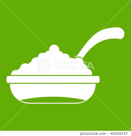 Bowl of caviar with spoon icon green Bowl of caviar with spoon icon green 40488347