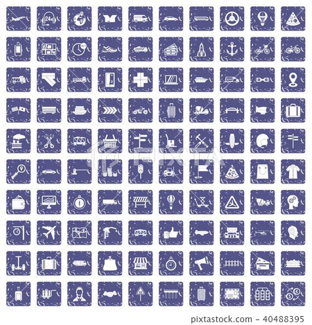 100 delivery icons set grunge sapphire 40488395