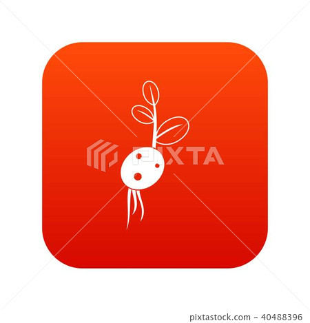 Potato sprout from the root icon digital red 40488396