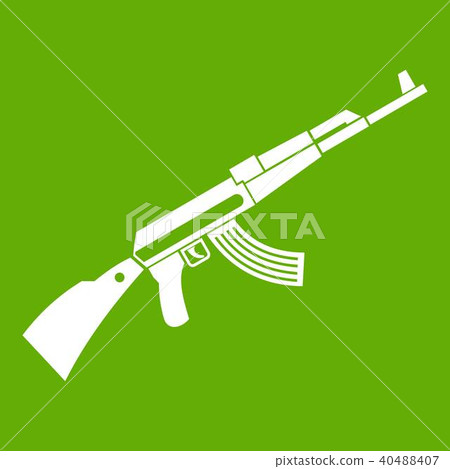 Kalashnikov machine icon green 40488407