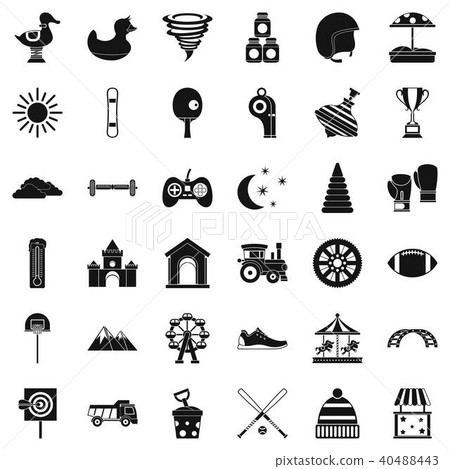 Preschool icons set, simple style Preschool icons set, simple style 40488443