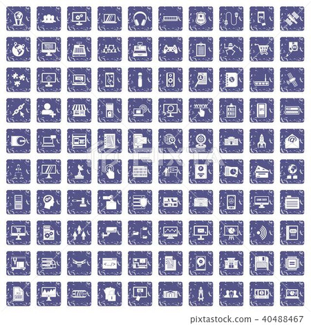 100 database icons set grunge sapphire 40488467