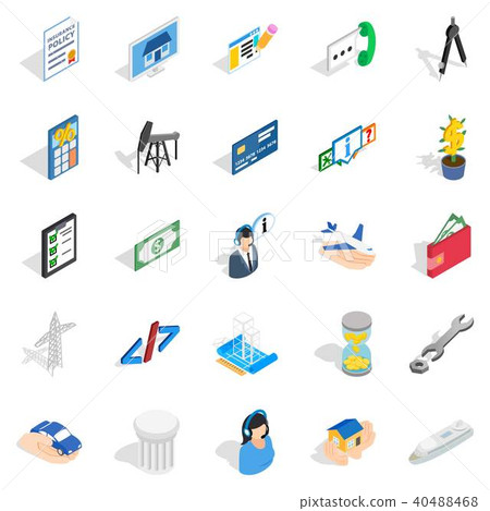 Market research icons set, isometric style 40488468