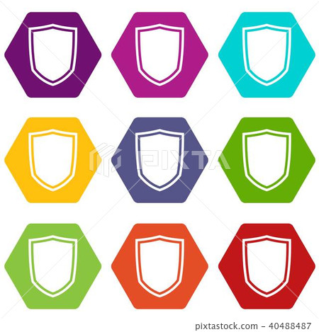 Military shield icon set color hexahedron Military shield icon set color hexahedron 40488487