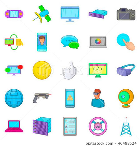 Game console icons set, cartoon style Game console icons set, cartoon style 40488524