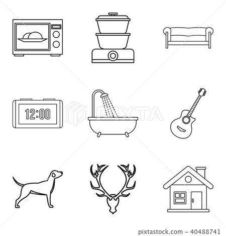 Comfortable house icons set, outline style Comfortable house icons set, outline style 40488741
