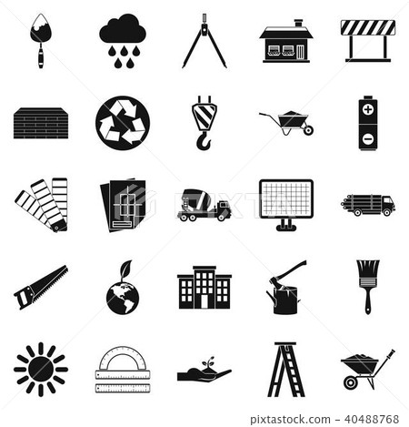 Construction site icons set, simple style 40488768
