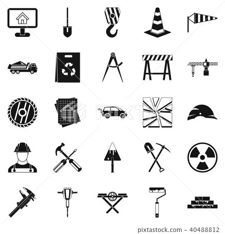 Counting material icons set, simple style Counting material icons set, simple style 40488812