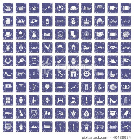 100 Europe icons set grunge sapphire 100 Europe icons set grunge sapphire 40488954