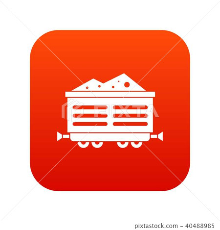 Train waggon with coal icon digital red Train waggon with coal icon digital red 40488985