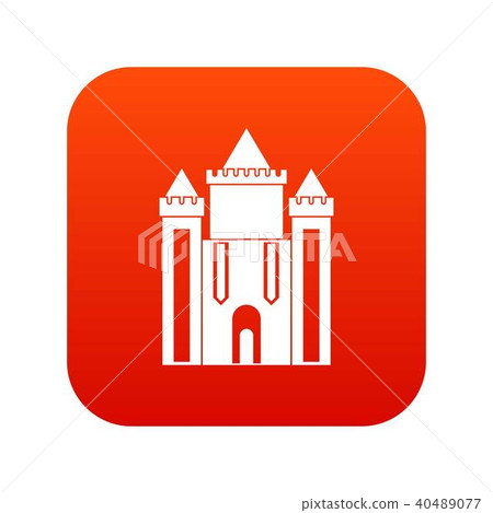 Ancient fort icon digital red Ancient fort icon digital red 40489077
