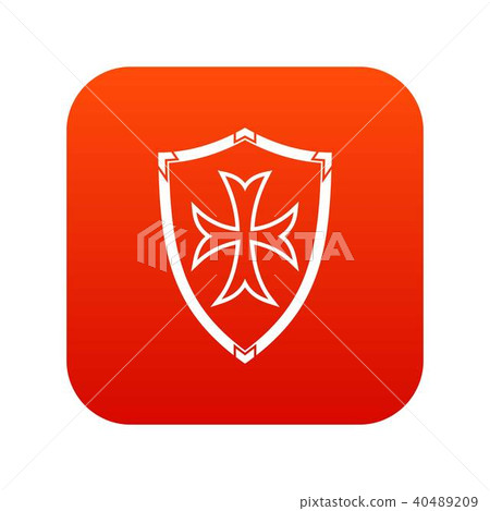Protective shield icon digital red Protective shield icon digital red 40489209