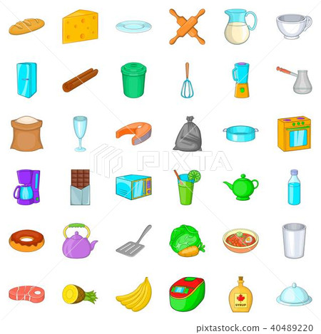 Dish icons set, cartoon style 40489220