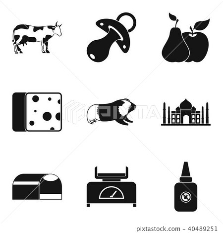 Cow icons set, simple style Cow icons set, simple style 40489251