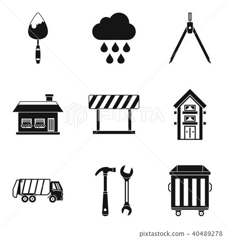Construction project icons set, simple style 40489278