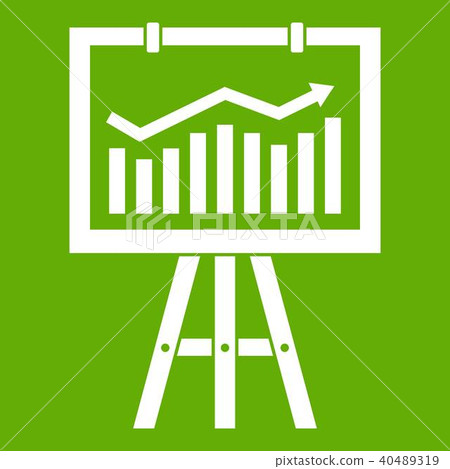 Flipchart with marketing data icon green Flipchart with marketing data icon green 40489319