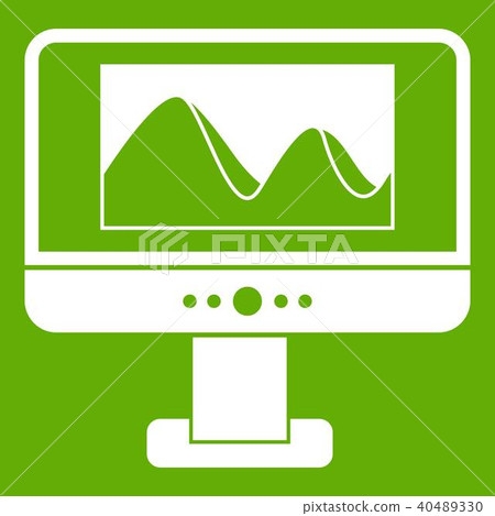 Computer monitor with photo on screen icon green Computer monitor with photo on screen icon green 40489330