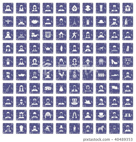 100 folk icons set grunge sapphire 100 folk icons set grunge sapphire 40489353