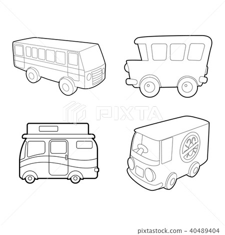 Bus icon set, outline style 40489404