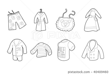 Clothes icon set, outline style 40489460