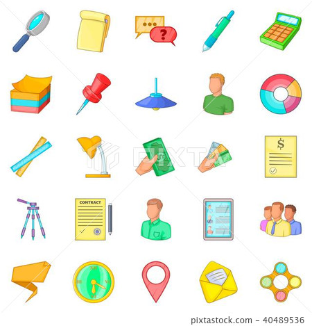 Coworking space icons set, cartoon style Coworking space icons set, cartoon style 40489536