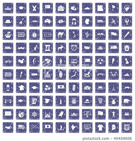 100 geography icons set grunge sapphire 100 geography icons set grunge sapphire 40489606