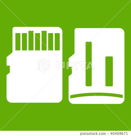 Both sides of SD memory card icon green 40489671