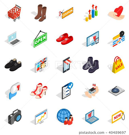 Smart advertising icons set, isometric style 40489697