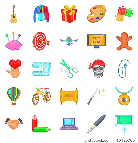 Constructive icons set, cartoon style Constructive icons set, cartoon style 40489709