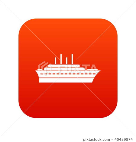 Ship icon digital red 40489874