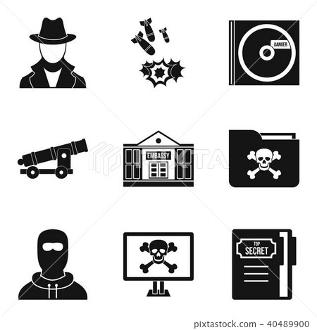 Misdoing icons set, simple style Misdoing icons set, simple style 40489900