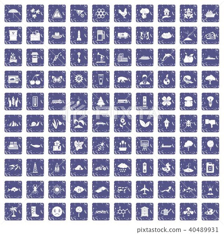 100 global warming icons set grunge sapphire 40489931