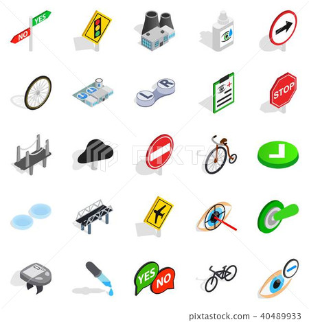 Decussation icons set, isometric style 40489933