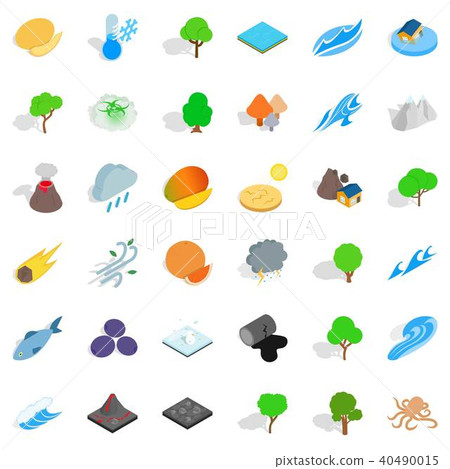 Forest icons set, isometric style Forest icons set, isometric style 40490015
