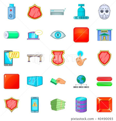 Dangerous hacker icons set, cartoon style 40490093