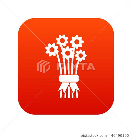 Bouquet of flowers icon digital red Bouquet of flowers icon digital red 40490100