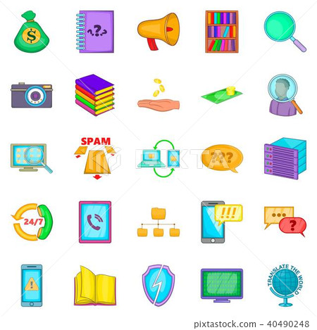 Large storage icons set, cartoon style 40490248