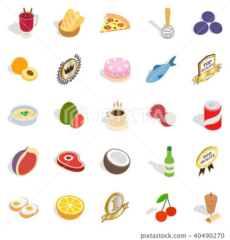 Meat meal icons set, isometric style Meat meal icons set, isometric style 40490270