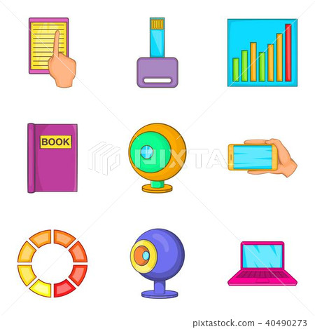 Video storage icons set, cartoon style Video storage icons set, cartoon style 40490273