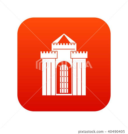 Medieval palace icon digital red 40490405