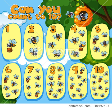 Mathematics Counting Bees 1 to 10 Mathematics Counting Bees 1 to 10 40492394