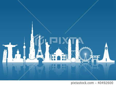 World famous Landmark paper art. Global Travel. World famous Landmark paper art. Global Travel. 40492600
