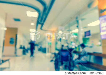 Abstract photo blurred of hospital background, Patient sitting chair with waiting seat for see doctor. 40492969