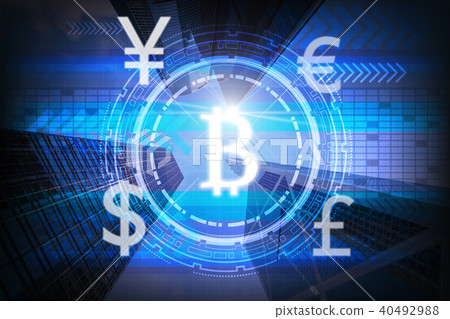 the financial technology or FinTech over the innovation technology virtual screen background with modern building background,business Fin tech network concept 40492988