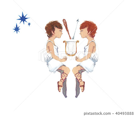 Twelve Constellation Gemini Watercolor illustration 40493888
